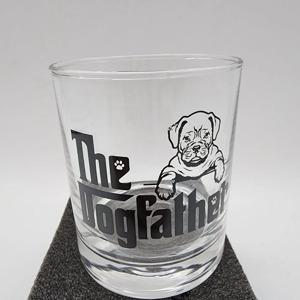 Bulldog Whiskey Glass The Dogfather Dad Husband Christmas Birthday Gift TOUNER